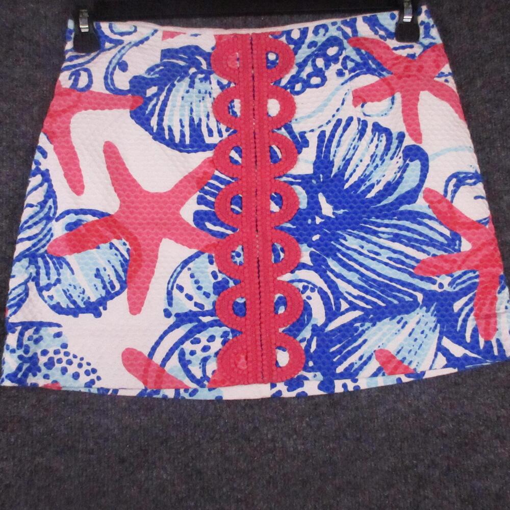 Lilly Pulitzer Skirt Womens 0 Multicolor Starfish Seashell A Line Lined Mini